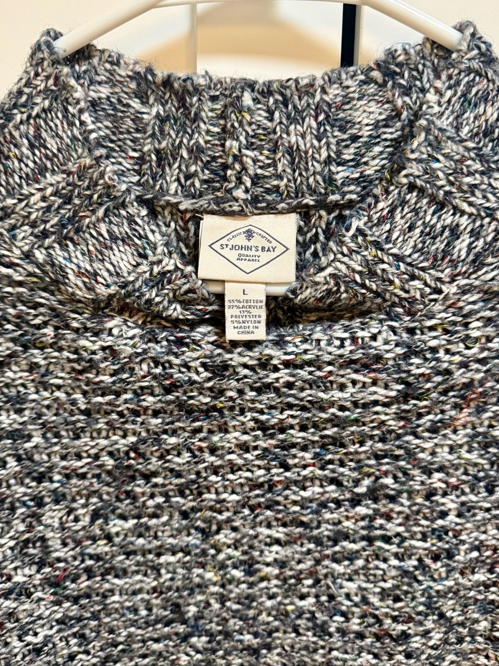 St. John's Bay Men's Gray Multicolor Speckled Crewneck Sweater